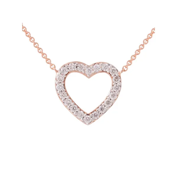 Diamond Necklace in 14 Karat Rose Gold 1.80 Grams Tzfasman Jewelers Brooklyn, NY
