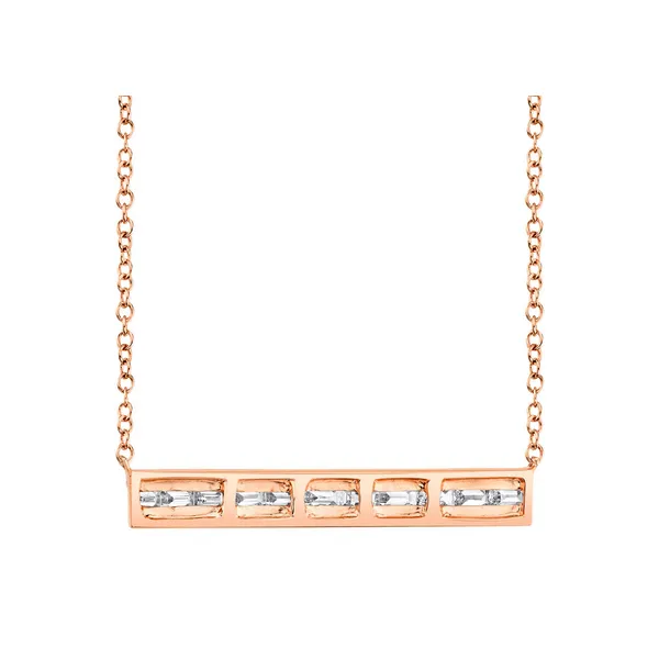 Diamond Necklace in 14 Karat Rose Gold 2.20 Grams Tzfasman Jewelers Brooklyn, NY
