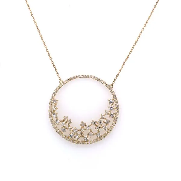 Diamond Necklace in 14 Karat Yellow Gold 4.10 Grams Tzfasman Jewelers Brooklyn, NY