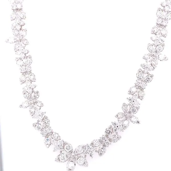 Diamond Necklace in 14 Karat White Gold 25.77 Grams Tzfasman Jewelers Brooklyn, NY