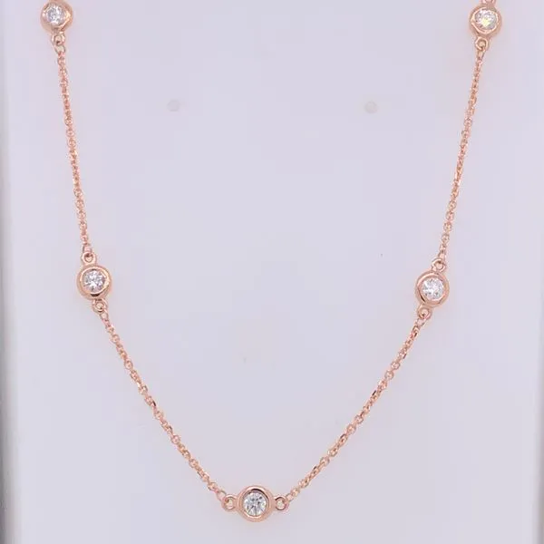 Diamond Necklace in 14 Karat Rose Gold Tzfasman Jewelers Brooklyn, NY