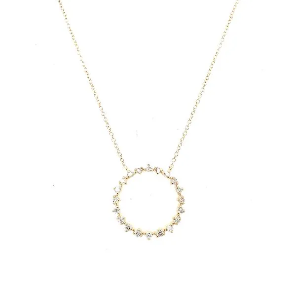 Diamond Necklace in 14 Karat Yellow Gold 1.88 Grams Tzfasman Jewelers Brooklyn, NY