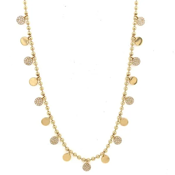 Diamond Necklace in 14 Karat Yellow Gold 7.38 Grams Tzfasman Jewelers Brooklyn, NY