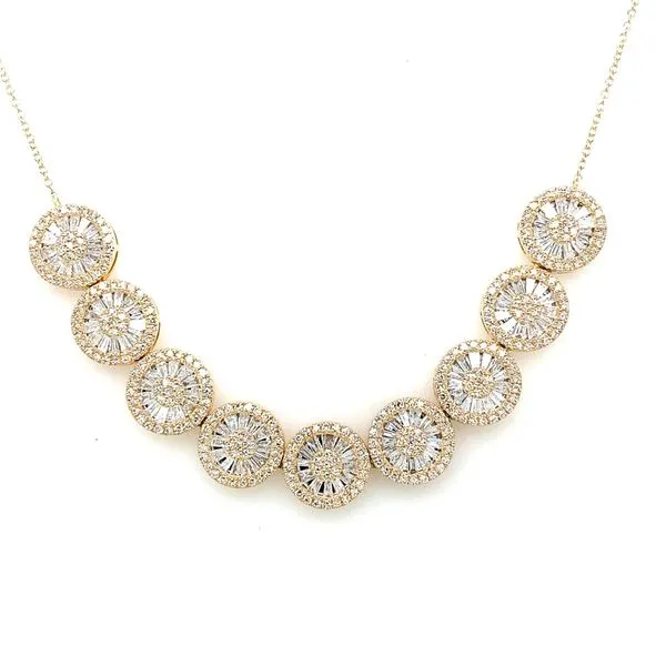 Diamond Necklace in 14 Karat Yellow Gold 7.31 Grams Tzfasman Jewelers Brooklyn, NY