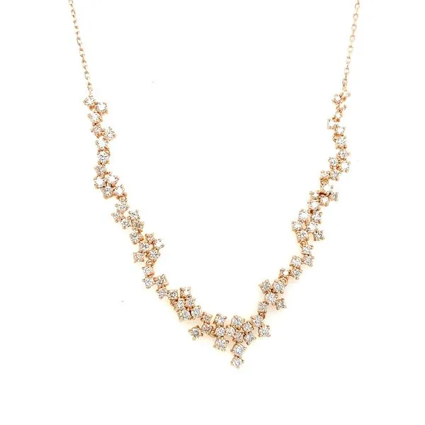 Diamond Necklace in 14 Karat Rose Gold 5 Grams Tzfasman Jewelers Brooklyn, NY