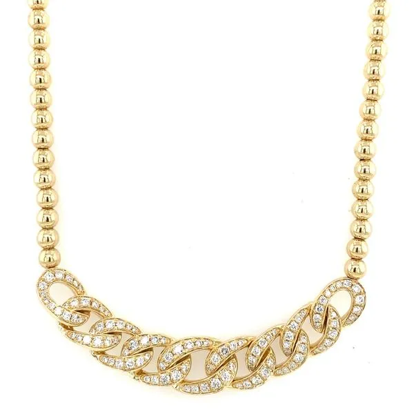 Diamond Necklace in 14 Karat Yellow Gold 14 Grams Tzfasman Jewelers Brooklyn, NY