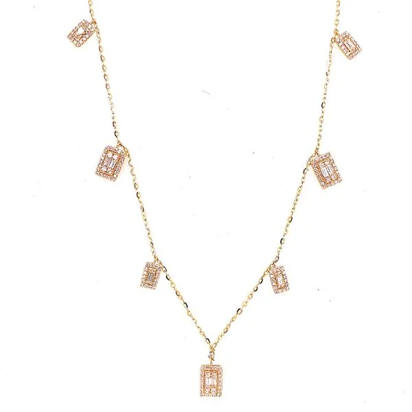 Diamond Necklace in 14 Karat Yellow Gold 2.87  Grams Tzfasman Jewelers Brooklyn, NY