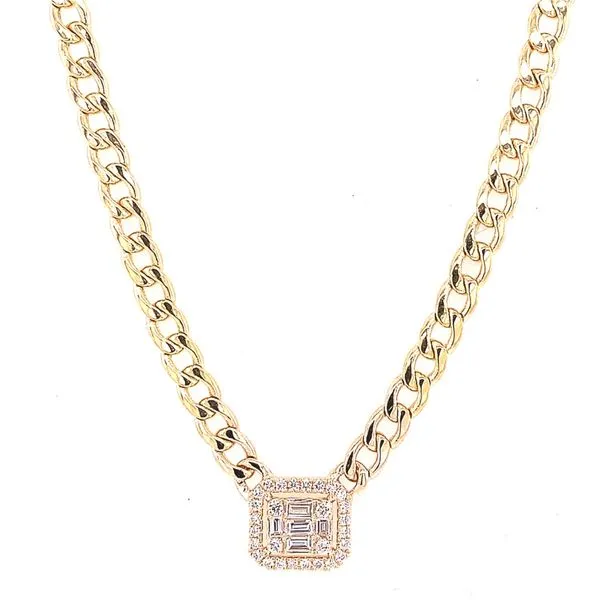 Diamond Necklace in 14 Karat Yellow Gold 6.66 Grams Tzfasman Jewelers Brooklyn, NY