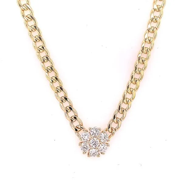 Diamond Necklace in 14 Karat Yellow Gold 7.06 Grams Tzfasman Jewelers Brooklyn, NY