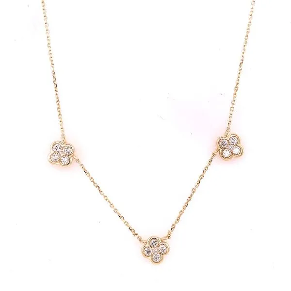 Diamond Necklace in 14 Karat Yellow Gold 2.33 Grams Tzfasman Jewelers Brooklyn, NY
