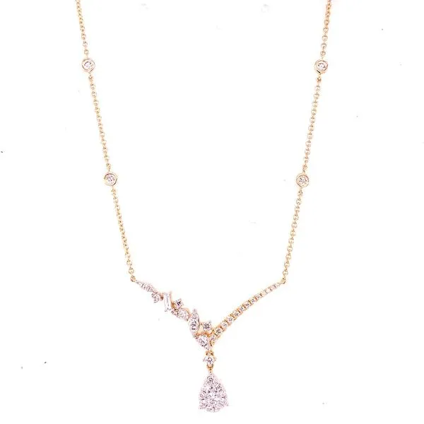 Diamond Necklace in 14 Karat Yellow Gold 3.51 Grams Tzfasman Jewelers Brooklyn, NY