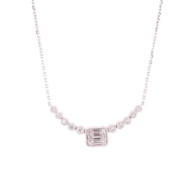Diamond Necklace in 14 Karat White Gold 3.91 Grams Tzfasman Jewelers Brooklyn, NY