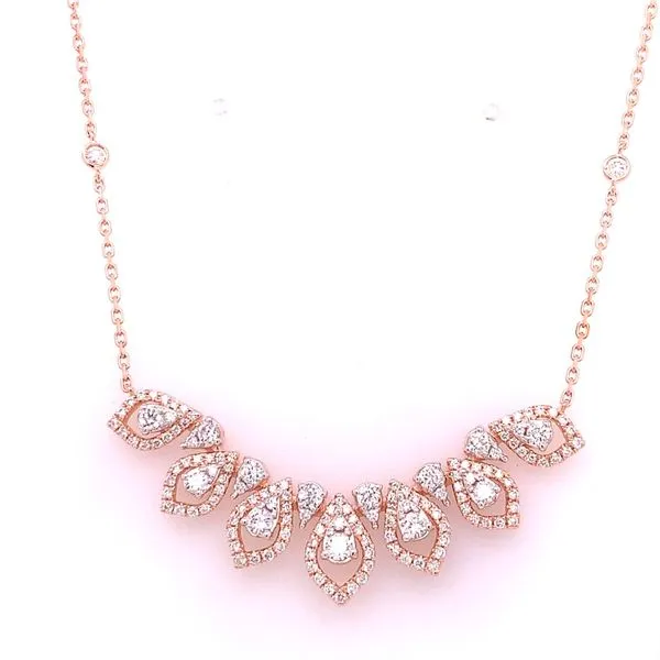 Diamond Necklace in 14 Karat Rose Gold 5.39 Grams Tzfasman Jewelers Brooklyn, NY