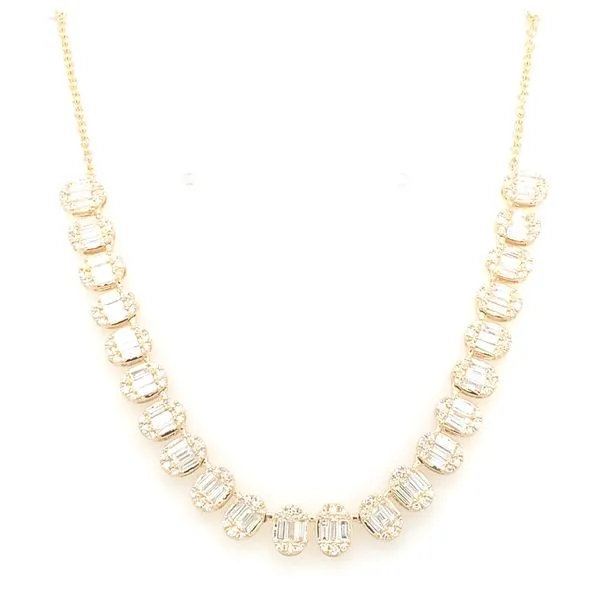 Diamond Necklace in 14 Karat Yellow Gold 5.48 Grams Tzfasman Jewelers Brooklyn, NY