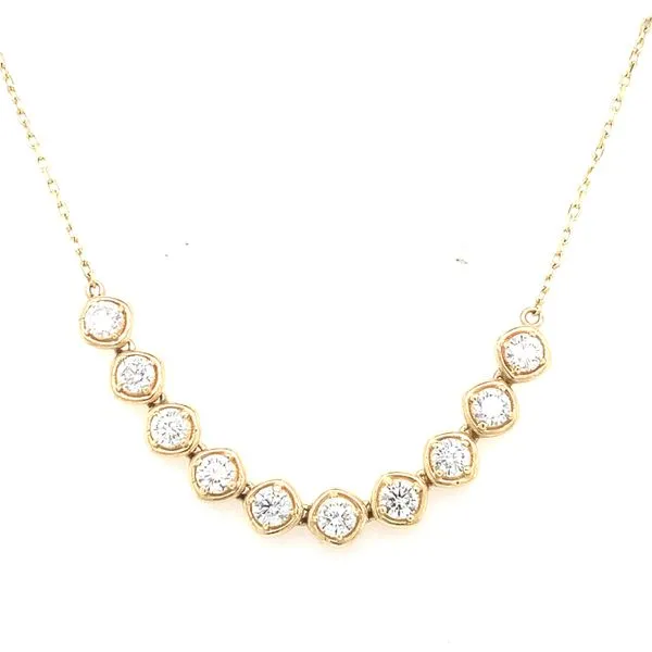 Diamond Necklace in 14 Karat Yellow Gold 3.8 Grams Tzfasman Jewelers Brooklyn, NY