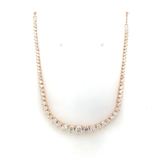 Diamond Necklace in 14 Karat Rose Gold 6.2 Grams Tzfasman Jewelers Brooklyn, NY