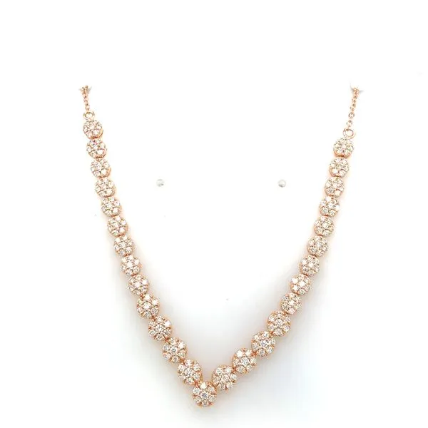 Diamond Necklace in 14 Karat Rose Gold 6.5 Grams Tzfasman Jewelers Brooklyn, NY