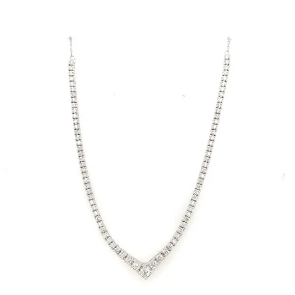 Diamond Necklace in 14 Karat White Gold 7.1 Grams Tzfasman Jewelers Brooklyn, NY