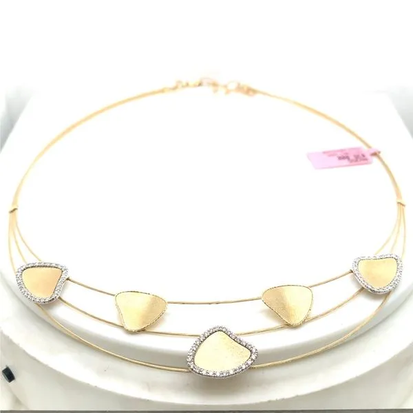Diamond Necklace in 14 Karat Yellow Gold 12 Grams Tzfasman Jewelers Brooklyn, NY