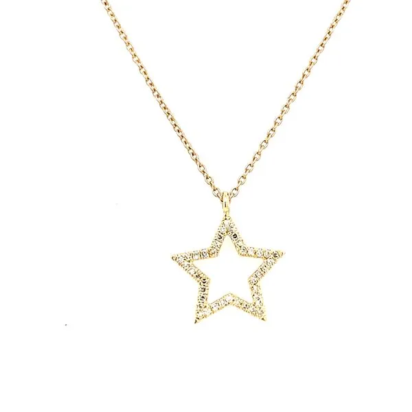 Diamond Necklace in 14 Karat Yellow Gold 2.30 Grams Tzfasman Jewelers Brooklyn, NY