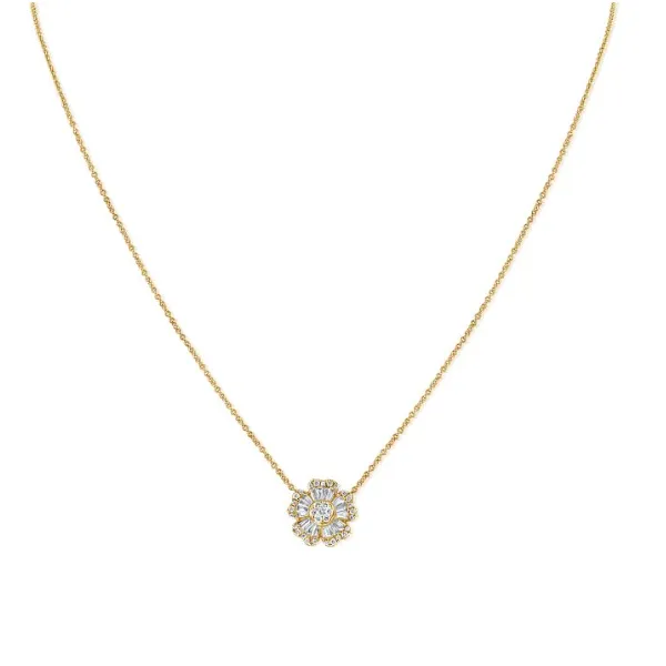 Diamond Necklace in 14 Karat Yellow Gold 3.02 Grams Tzfasman Jewelers Brooklyn, NY