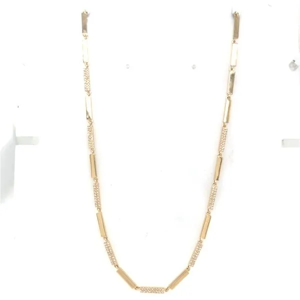 Diamond Necklace in 14 Karat Yellow Gold 10.17 Grams Tzfasman Jewelers Brooklyn, NY
