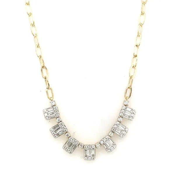 Diamond Necklace in 14 Karat Yellow Gold 8.12 Grams Tzfasman Jewelers Brooklyn, NY