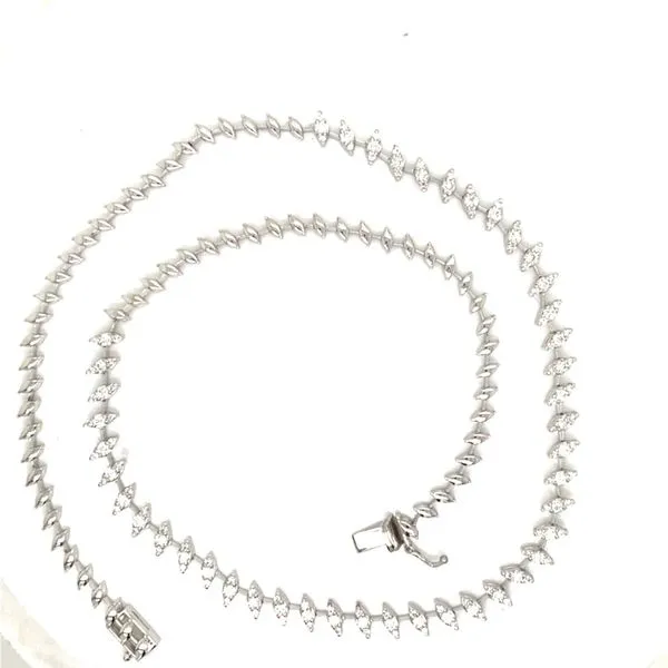 Diamond Necklace in 14 Karat White Gold Image 2 Tzfasman Jewelers Brooklyn, NY