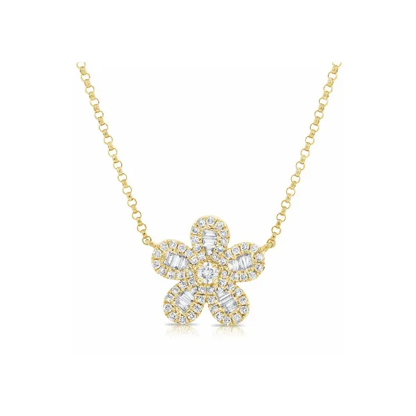 Diamond Necklace in 14 Karat Yellow Gold 3.66 Grams Tzfasman Jewelers Brooklyn, NY