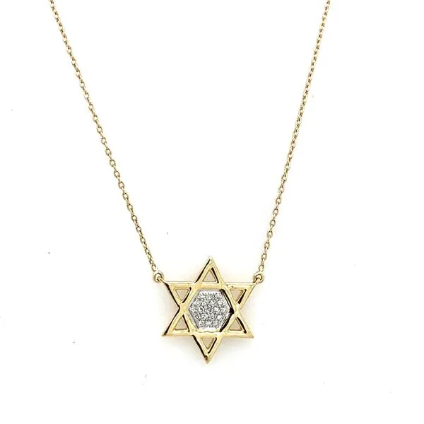 Diamond Necklace in 14 Karat Yellow Gold 2.30 Grams Tzfasman Jewelers Brooklyn, NY