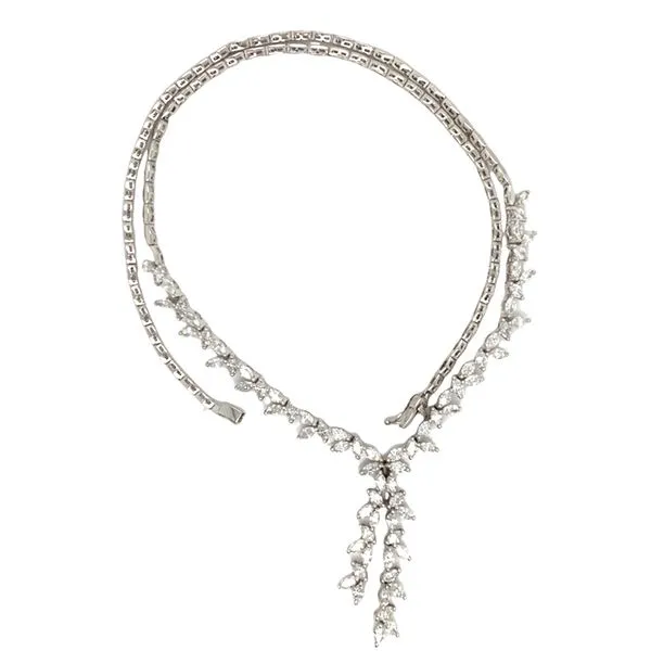 Diamond Necklace in 14 Karat White Gold Image 2 Tzfasman Jewelers Brooklyn, NY