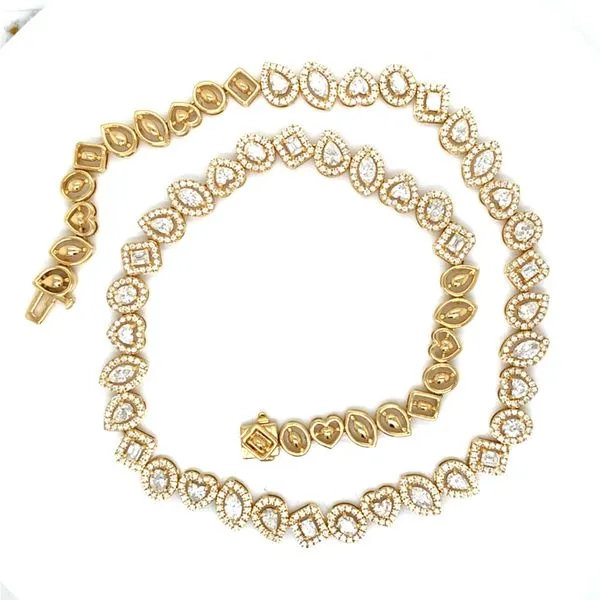 Diamond Necklace in 14 Karat Yellow Gold Image 2 Tzfasman Jewelers Brooklyn, NY
