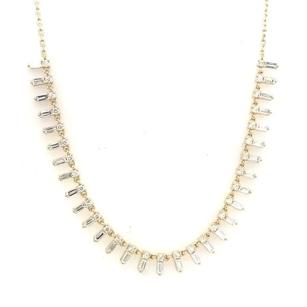 Diamond Necklace in 14 Karat Yellow Gold 4.57 Grams Tzfasman Jewelers Brooklyn, NY