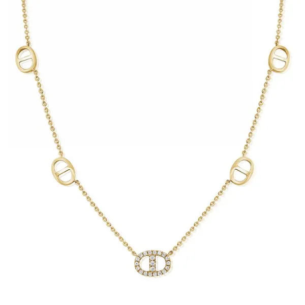 Diamond Necklace in 14 Karat Yellow Gold 4.13 Grams Tzfasman Jewelers Brooklyn, NY