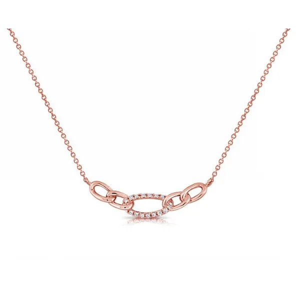 Diamond Necklace in 14 Karat Rose Gold 2.95 Grams Tzfasman Jewelers Brooklyn, NY