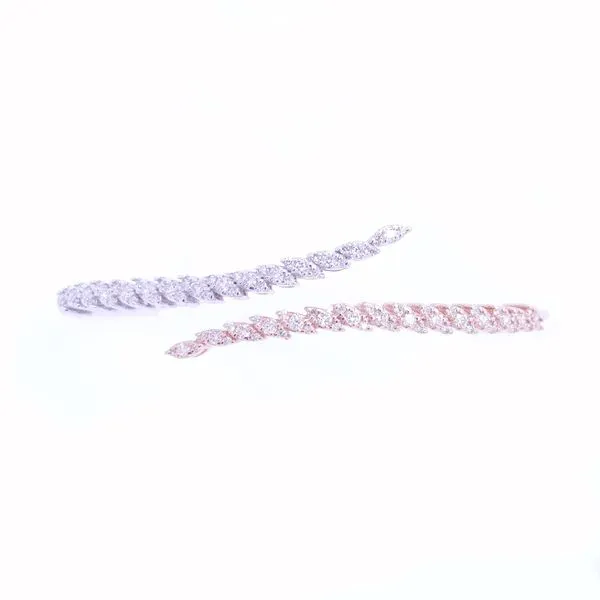 Diamond Bracelets in 14 Karat Rose & White Gold 12 Grams Image 2 Tzfasman Jewelers Brooklyn, NY