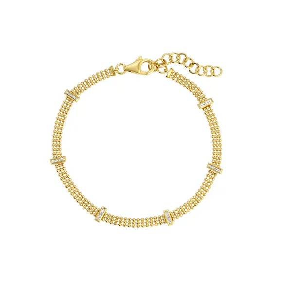 Diamond Bracelets in 14 Karat Yellow Gold 2.99 Grams Tzfasman Jewelers Brooklyn, NY
