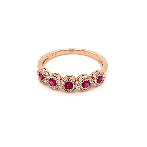 14KR Women's Colored Stone Ring - 60 Diamonds 0.152 CT, 5 Rubies 0.358 CT, Engagement, Fashion, Stackable, Wedding, Anniversary, Birthday, Everyday We Tzfasman Jewelers Brooklyn, NY