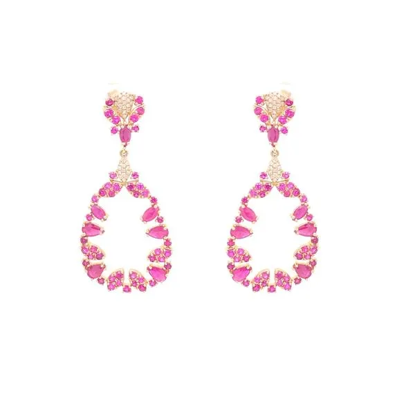Colored Stone Earrings in 14 Karat Yellow Gold 6.58 Grams Tzfasman Jewelers Brooklyn, NY