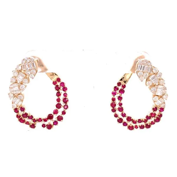 Colored Stone Earrings in 14 Karat Yellow Gold 5.36 Grams. Tzfasman Jewelers Brooklyn, NY
