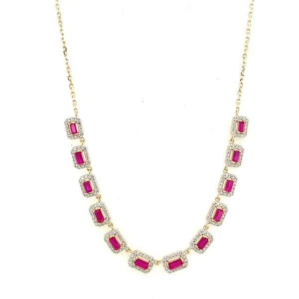 Colored Stone Necklace in 14 Karat Yellow Gold 4.38 Grams Tzfasman Jewelers Brooklyn, NY