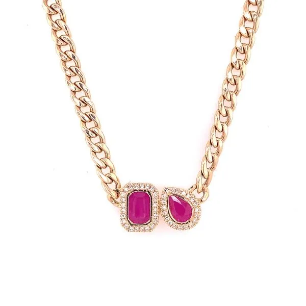 Colored Stone Necklace in 14 Karat Yellow Gold 10.2 Grams Tzfasman Jewelers Brooklyn, NY