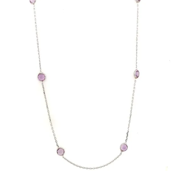 Colored Stone Necklace in 14 Karat White Gold Tzfasman Jewelers Brooklyn, NY