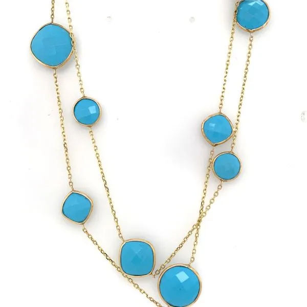Colored Stone Necklace in 14 Karat Yellow Gold Tzfasman Jewelers Brooklyn, NY