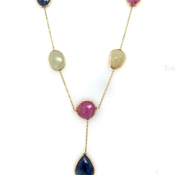 Colored Stone Necklace in 14 Karat Yellow Gold Tzfasman Jewelers Brooklyn, NY