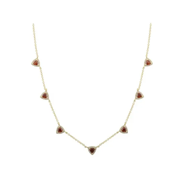 Colored Stone Necklace in 14 Karat Yellow Gold 3.17 Grams Tzfasman Jewelers Brooklyn, NY