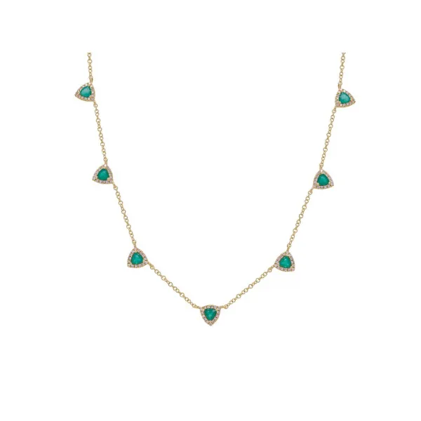 Colored Stone Necklace in 14 Karat Yellow Gold 3.11 Grams Tzfasman Jewelers Brooklyn, NY