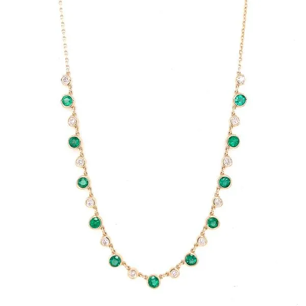 Colored Stone Necklace in 14 Karat Yellow Gold 4.82 Grams Tzfasman Jewelers Brooklyn, NY