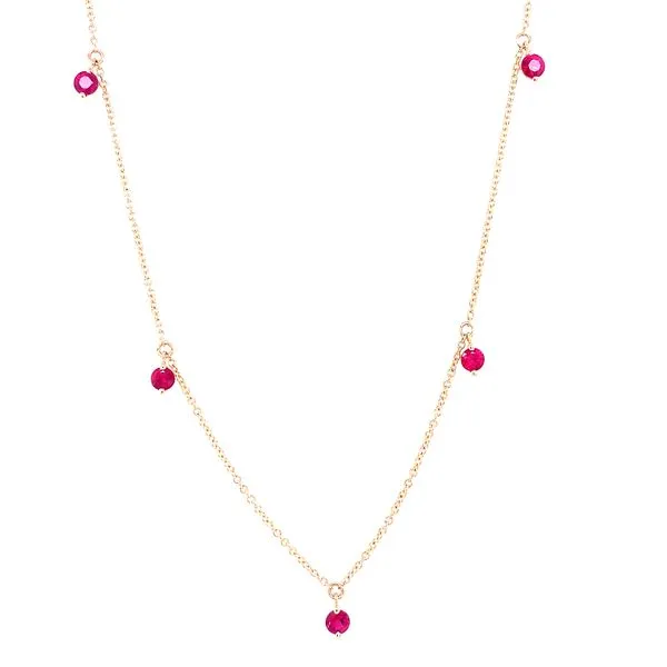 Colored Stone Necklace in 14 Karat Yellow Gold 1.64 Grams Tzfasman Jewelers Brooklyn, NY