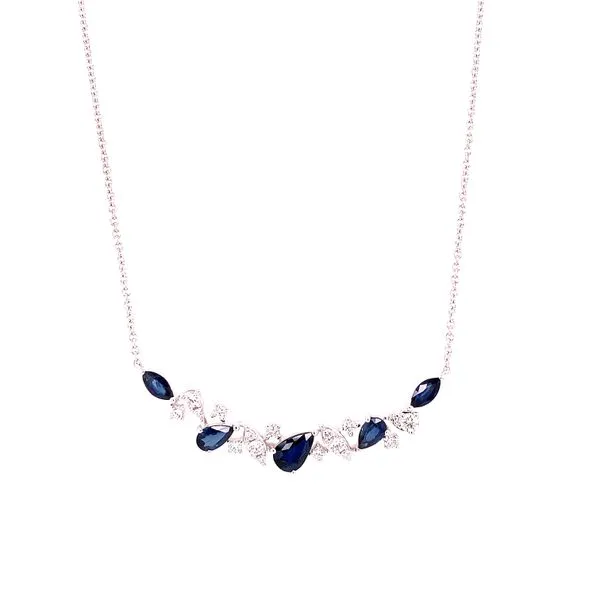 Colored Stone Necklace in 14 Karat White Gold 3.15 Grams Tzfasman Jewelers Brooklyn, NY
